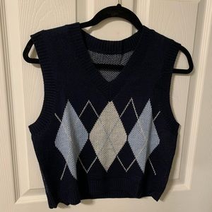 Navy Blue Argyle Sweatervest